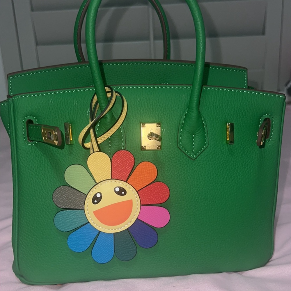 RAINBOW 🌈 LEATHER SMILEY FACE sunflower bag charm 🌻
